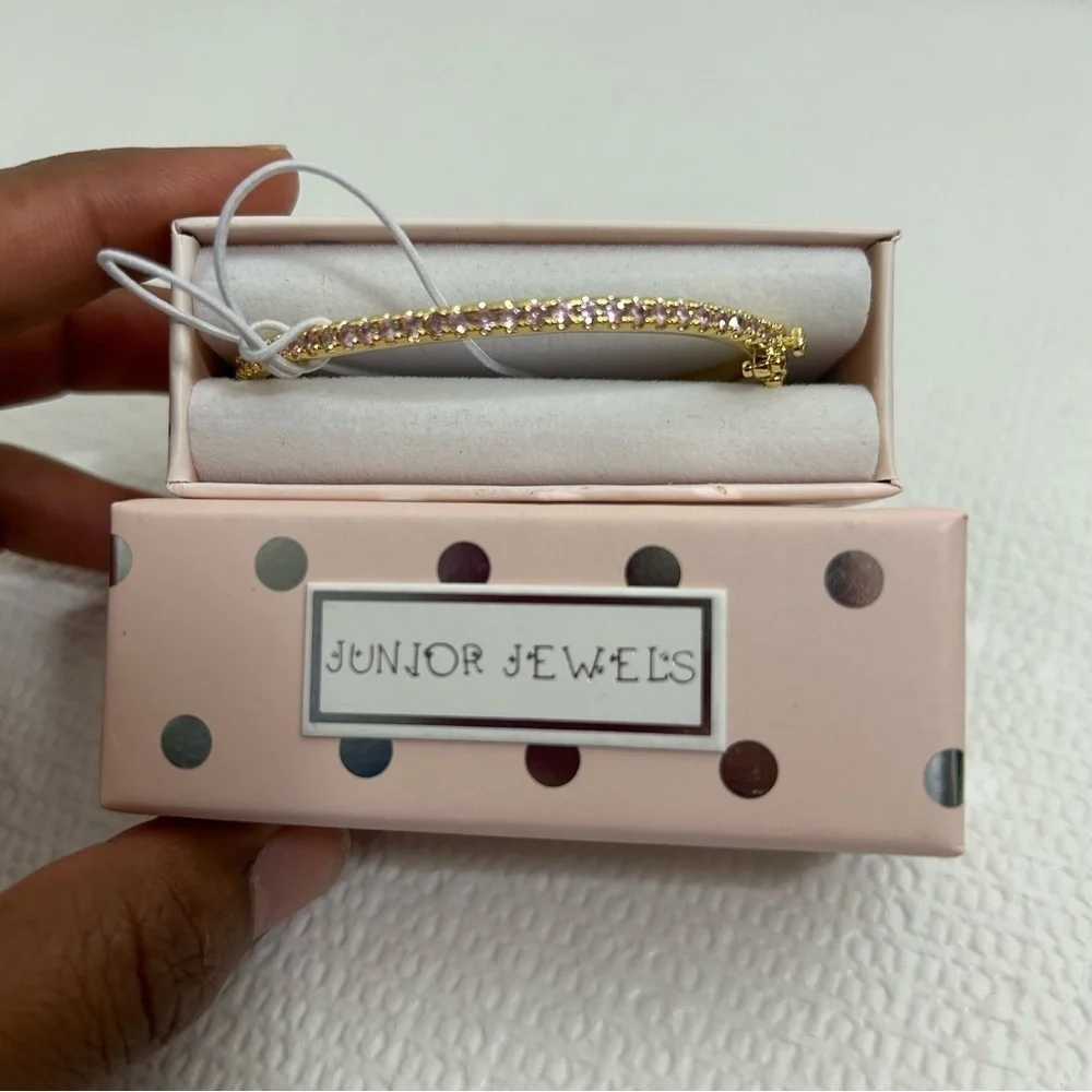 Junior Jewels Kids' 14k‎ Gold Plated Cubic Zirconia Bangle Bracelet